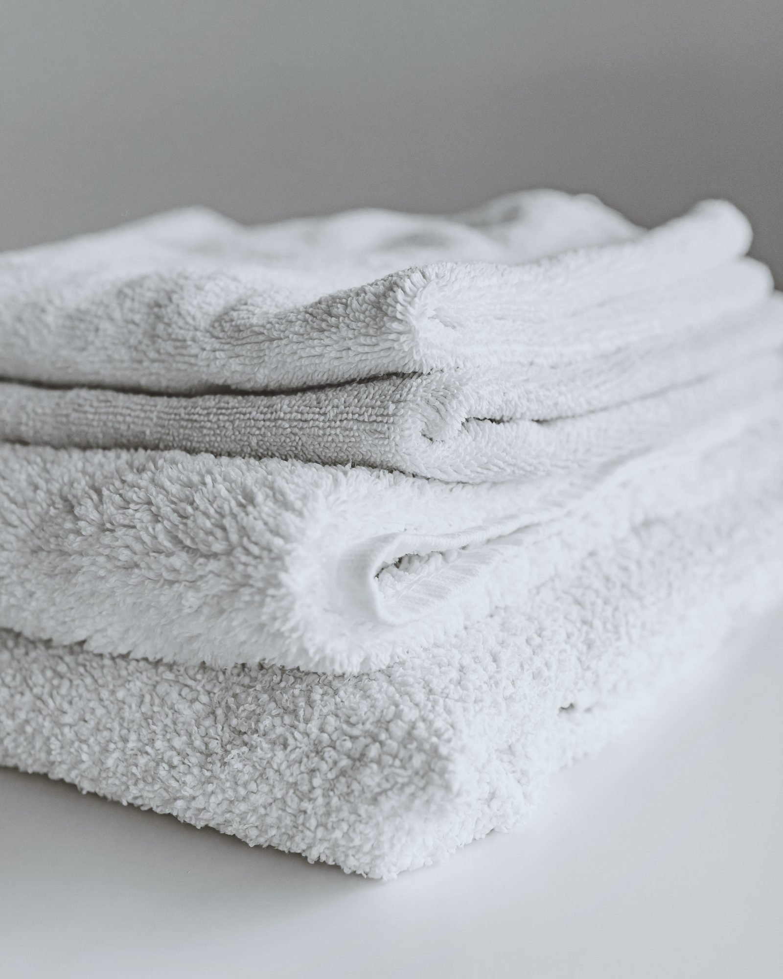 Stack of laundered white towels